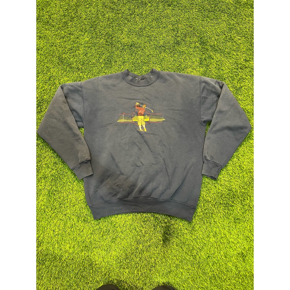 Mens Vintage Gold Embroidered Crewneck